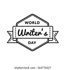 World Writers day emblem isolated vector illustration on white background. 3 march world cultural holiday event label, greeting card decoration graphic element