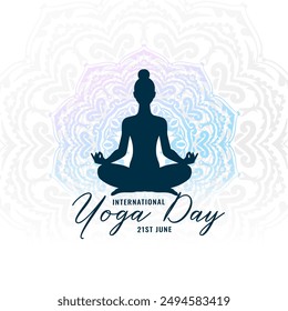 world yoga day 21st june mandala background design vector