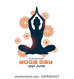 world yoga day 21st june white poster for peace and relaxation vector