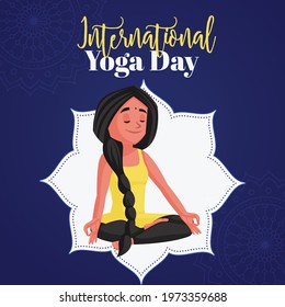 World yoga day banner design on blue background. Vector graphic illustration.