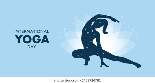 World yoga day banner design. June 21st. Yoga banner background, Health and fitness concept. Vector template.