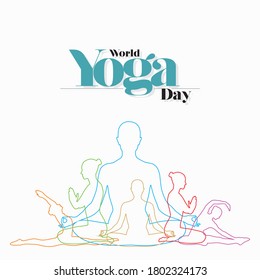 World Yoga Day. Colorful Yoga Silhouettes 