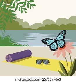 World Yoga Day with nature landscape