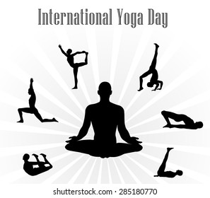 World Yoga Day Vector Illustration, White Background - Vector Eps10