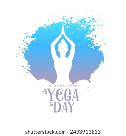 world yoga day white poster with splatter effect vector