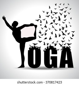 World Yoga Day/yoga Infographic With Birds Flying Design, Healthcare And Fitness - Vector Eps10