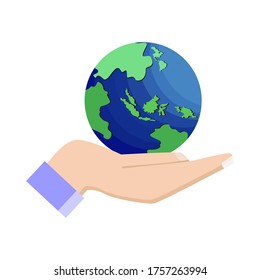 The world in your palm is drawing against a white background. Vector illustration