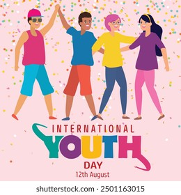 world youth day concept design vector poster , youth day typography , 12 august. EPS FILE.