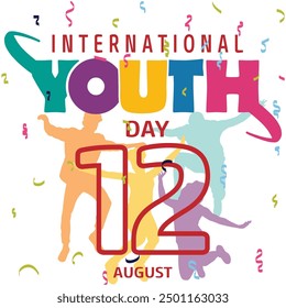 world youth day concept design vector poster , youth day typography , 12 august. EPS FILE.