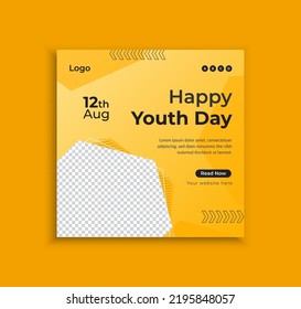 World youth day social media post template with yellow color background design