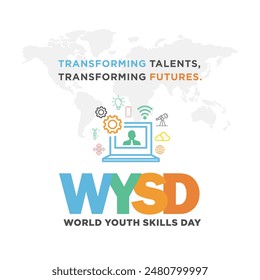 World Youth Skills Day, 15th July. Creative Social Media Square Post Vector Design Template.