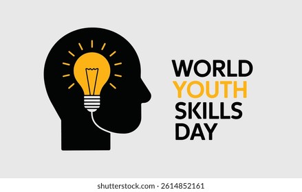 World Youth Skills Day, celebrated each July, Vector illustration. Great for education, empowerment, training, and youth development themed designs.