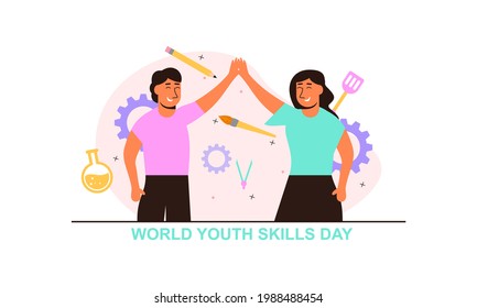 World Youth Skills Day Concept Illustration