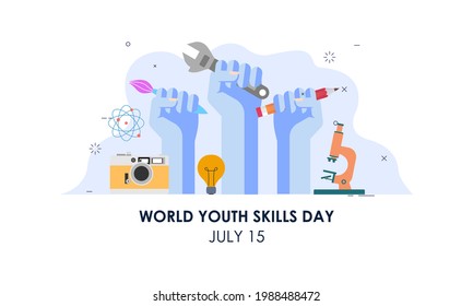 World youth skills day concept illustration