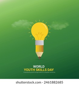 world youth skills day creative ads design. world youth skills day, july 15, vector, 3d illustration