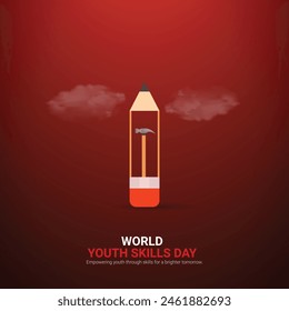 world youth skills day creative ads design. world youth skills day, july 15, vector, 3d illustration