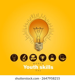 World Youth Skills Day design. Highlighting education, innovation, and growth for the next generation of skilled youth.