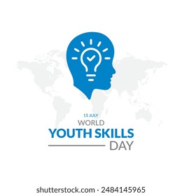 World Youth Skills Day, Youth skills day held on 15th of july, vector illustration