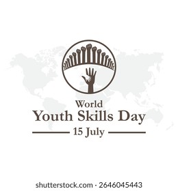 World Youth Skills Day, Youth skills day held on 15th of july, vector illustration. World Youth Skills Day, 15 July. World Youth Skills Day text with Young peoples celebrating success.