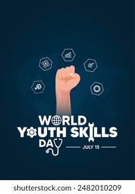 World Youth Skills Day July 15 vector poster