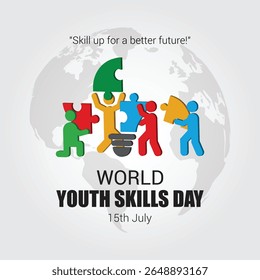 World Youth Skills Day is observed every year on July 15. Abstract Colorful Creative Social Media Design Vector illustration