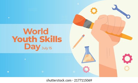 World Youth Skills Day on July 15 business brochure flyer banner design horizontal template vector, cover presentation abstract, modern publication poster and flag-banner, layout in rectangle size