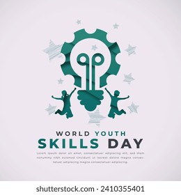 World Youth Skills Day Estilo de corte de papel Vector Diseño Ilustración para fondo, afiche, cartel, publicidad, tarjeta de saludo