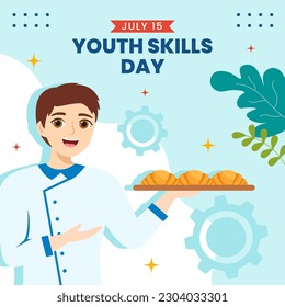 World Youth Skills Day Social Media Background Illustration Flat Cartoon Hand Drawn Templates