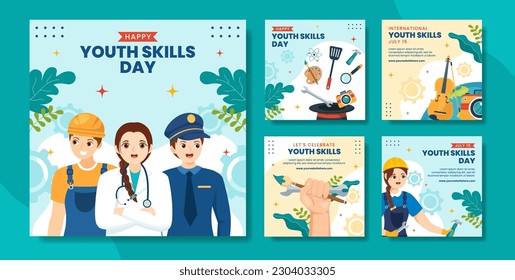 World Youth Skills Day Social Media Post Illustration Flat Cartoon Hand Drawn Templates Background