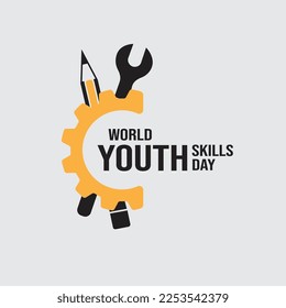 World Youth Skills Day, vector Illustration, July 15, poster, postcard, label, sticker, logo, Vector illustration, social media post, banner, poster, flyer, typography, entrepreneurship