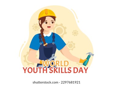 World Youth Skills Day Vector Illustration of People with Skill for Various Employment and Entrepreneurship in Flat Cartoon Hand Drawn Templates