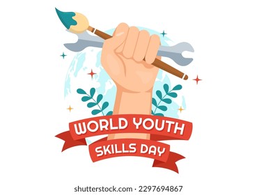 World Youth Skills Day Vector Illustration of People with Skill for Various Employment and Entrepreneurship in Flat Cartoon Hand Drawn Templates