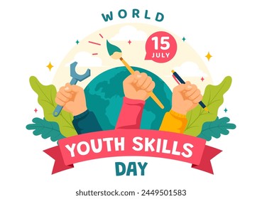 World Youth Skills Day Vector Illustration of People with Skills for Various Employment and Entrepreneurship in Flat Kids Cartoon Background Design
