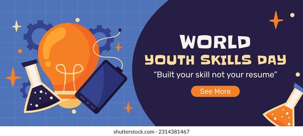 world youth skills day. (WYSD). world youth skills day celebration background. world youth skills day awareness. July 15. vector illustration. poster, banner, greeting card. young people with skills.