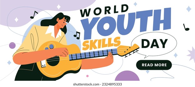 world youth skills day. (WYSD). world youth skills day celebration background. world youth skills day awareness. July 15. vector illustration. poster, banner, greeting card. young people with skills.