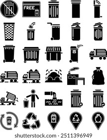 Paquete de iconos del Día Mundial de Residuos Cero en estilo sólido