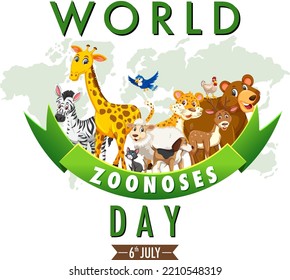 World zoonoses day banner design illustration