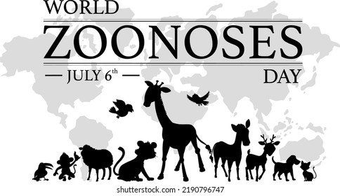 World zoonoses day banner silhouette design illustration