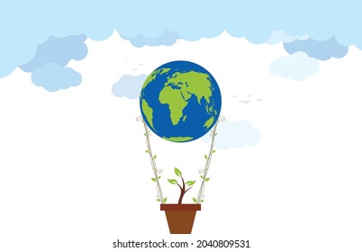 world-ecology concept. Plant the tree to save the earth. Think Green. vector illustrations