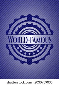 World-famous emblem with jean background. Vector Illustration. Detailed. 