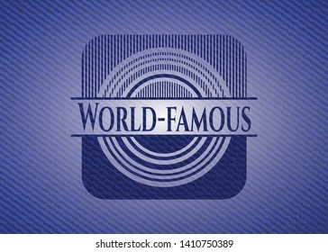 World-famous emblem with jean texture. Vector Illustration. Detailed.