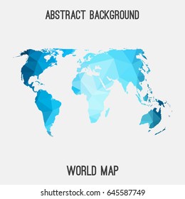 World,international map in geometric polygonal,mosaic style in blue shades. Vector illustration.