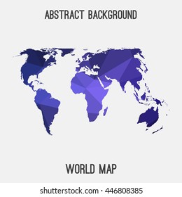 World,international map in geometric polygonal,mosaic style.Abstract tessellation,modern design background. Vector illustration EPS8