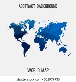 World,international map in geometric polygonal,mosaic style.Abstract tessellation,modern design background. Vector illustration EPS8