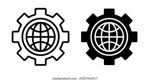 Worldly Connect Line Icon. Global Network Icon in Black and White Color.