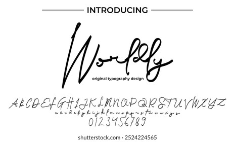 Worldly Font Stylish brush painted an uppercase vector letters, alphabet, typeface