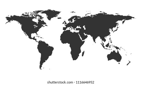 Worldmap backgound template. Isolated map of the world silhouette.