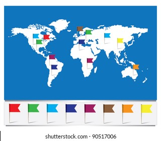 Worldmap with Flag pins