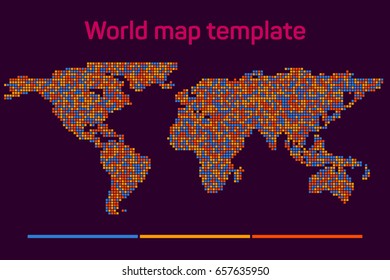 Worldmap mosaic template silhouette. World map for infographic. Vector illustration isolated on white