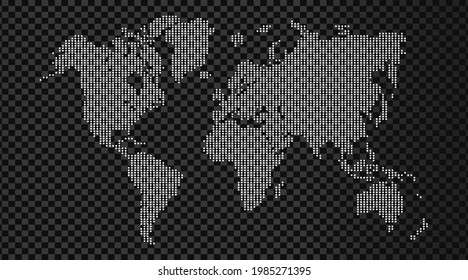 Worldmap mosaic texture with dots. Abstact Globe background